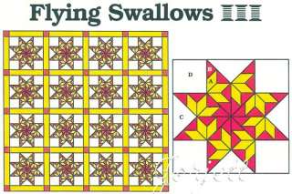  Swallows Quilt Block & Quilt quilting pattern & templates  
