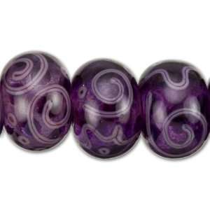  Purple Swirl Mix Roundel Bead (7 pcs) Strand Arts, Crafts 