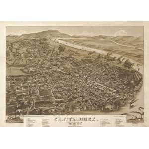  1886 Chattanooga Tennessee, Birds Eye Map: Home & Kitchen