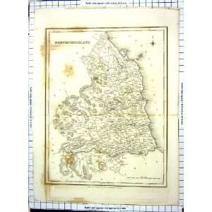  Walker Antique Map Northumberland Holy Island Berwick 