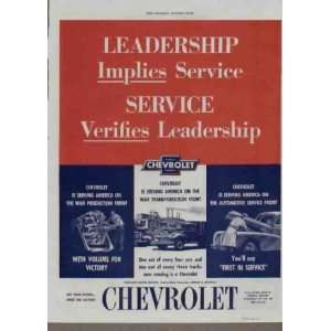  Service, Service Verifies Leadership.  1944 Chevrolet War Bond 