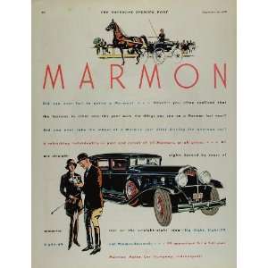 1930 Ad Marmon Eight Roosevelt Vintage Car Horse Trophy   Original 