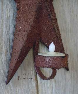 Primitive Textured BARNSTAR tea light candle holder ~  