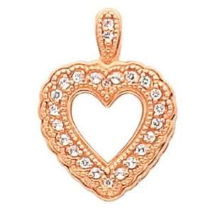  18K Rose Gold Diamond Heart Pendant   0.23 Ct.: Jewelry