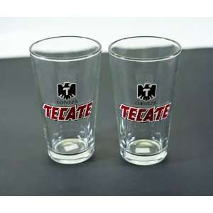  Tecate Cerveza Pint Glass  Set of 2 Glasses Kitchen 