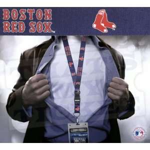 Boston Red Sox MLB Lanyard Key Chain and Ticket Holder   Navy  