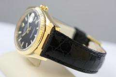 MENS ROLEX PRESIDENT DATEJUST 18K SOLID GOLD BLACK DIAL 116138 LEATHER 