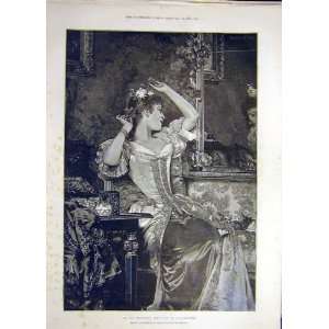 1891 Boudoir Lady Portrait Czachorski Old Print