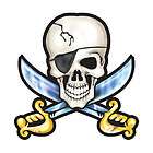 12   Pirate Skull Temporary Tattoos, Swords, Face Pirat