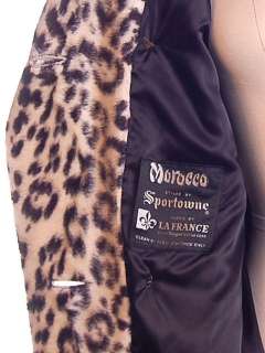 Vintage Coat 1970S Morocco La France Faux Leopard Print LG Free Fall 