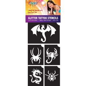 Glitter Tattoo Stencils (Dragons and Spiders) Health 