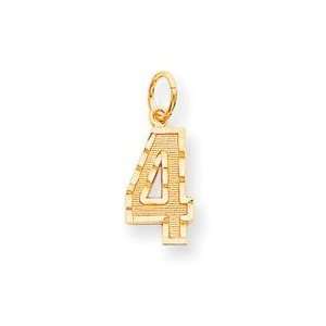  Medium Number 4 Charm in 14k Yellow Gold: Jewelry