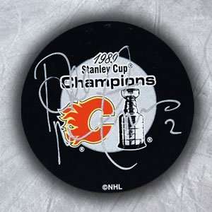  AL MACINNIS Calgary Flames SIGNED 89 Cup Puck Sports 