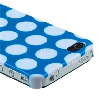 Light Blue w/ White Dot Rear Hard Case Cover+PRIVACY FILTER for iPhone 