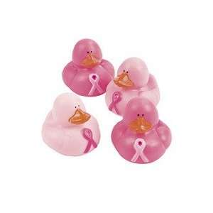  12 Pink Ribbon Breast Cancer Awareness Rubber Duckies 