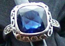 ANTIQUE ART DECO STERLING BLUE WHITE STONE RING 5.25  