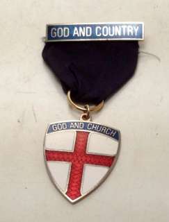 Vintage Boy Scout Medal   BSA Scouts God and Country Church Medal Pin 