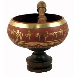  Tibetan Red Singing Bowl  6.5 Inches 