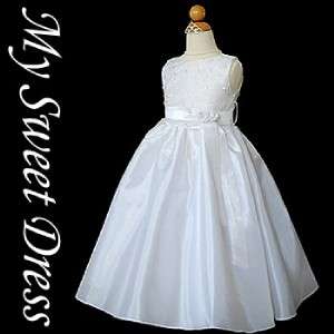 White Embroidered bodice Dress Size 6   First Communion, Flower Girl 