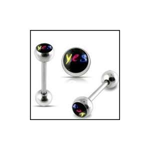  YES Logo Tongue Ring Body Jewelry: Jewelry