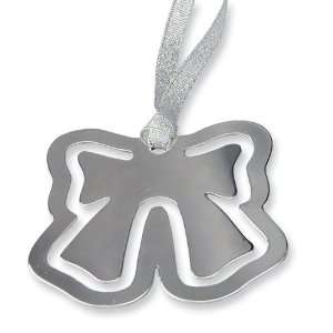  Nickel plated Bow Bookmark/Ornament w/Ribbon: Jewelry