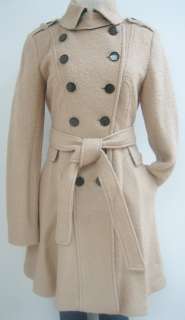 NEW! GUESS BELTED WOOL COAT, JACKET, CAMEL, LARGE, NWT, MH449  