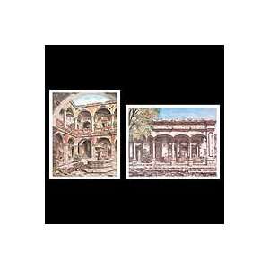  NOVICA Realist Painting   Great Houses of Mexico (pair 