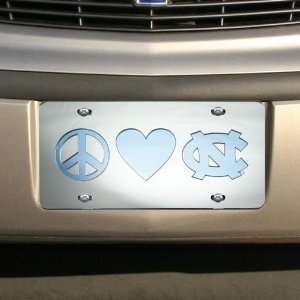   Tar Heels (UNC) Peace, Love Mirrored License Plate: Automotive
