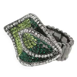  Brinley Co Rhodium plated Stainless Steel Green and White 