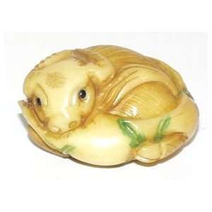  Baby Water Buffalo ~ Tagua Netsuke: Baby