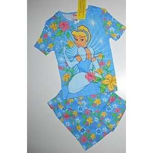 Disney Cinderella pajamas: pj pals: 2 piece shorts and top: blue: size 
