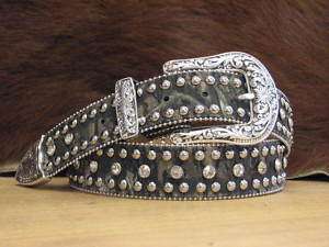 Nocona Womens Camo Belt With Crystals and Silver  