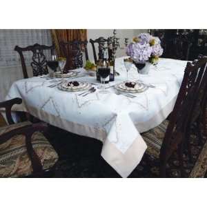   Design Tablecloth in White Size: 70 W x 88 D: Home & Kitchen