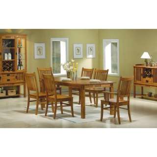    7pc Mission Style Solid Hardwood Dining Table & 6 Chairs Set