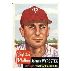  Johnny Wyrostek Autographed 1953 Topps Card Sports 
