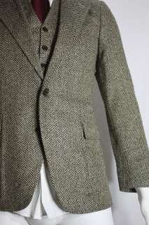Vintage Mens RALPH LAUREN POLO 3 Piece Fitted Tweed Wool Suit 37 