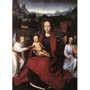    Virgin and Child in a RoseGarden with Two Angels, By Memling Hans