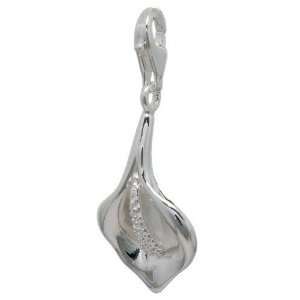 MELINA Charms clip on pendant calla flower blossom sterling silver 925