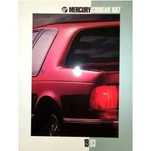    1993 MERCURY COUGAR Sales Brochure Literature Book: Automotive