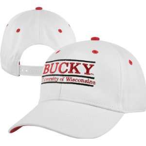 Wisconsin Badgers The Game Bucky Bar Adjustable White Hat:  