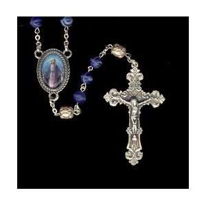  Pewter Rosary With Swirled Blue Glass Beads Arts, Crafts 