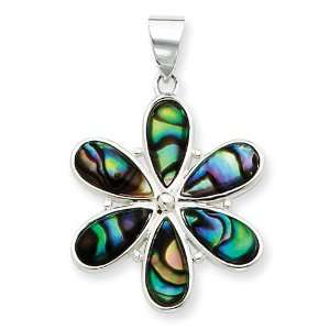    Sterling Silver Flower Abalone Pendant: Vishal Jewelry: Jewelry