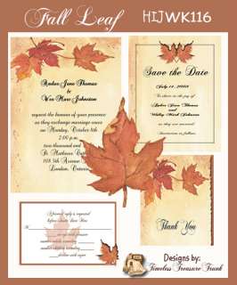 Delux Falling Leaves Wedding Invitation Kit on CD  