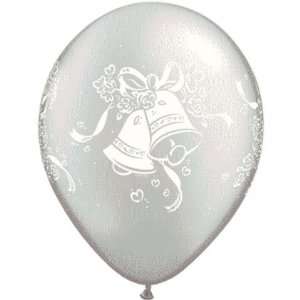    Silver Wedding Bells & Bouquets 100 Latex Balloons 