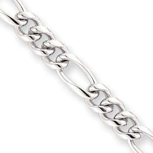  24in Rhodium Plated 7mm Figaro Necklace: Jewelry