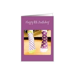  8th Birthday, Fun Socks with Hearts Card Toys & Games