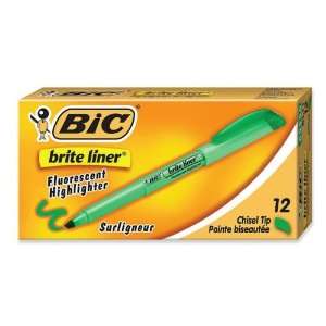  BIC Brite Liner Highlighter   Green DZ: Office Products