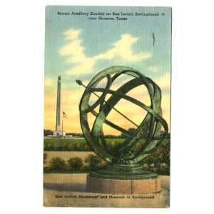  Bronze Sundial Postcard San Jacinto Monument TX 