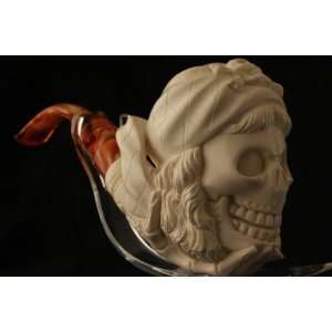 Meerschaum Pipe   PIRATE SKULL on Skeleton Hand from Master Carver I 