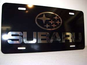 Subaru chrome/blk metal license plate  